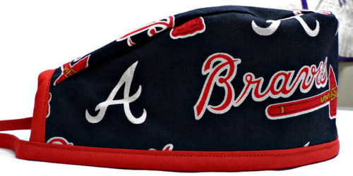 Men's Atlanta Braves Unlined Surgical Scrub Hat, Optional Sweatband, Handmade