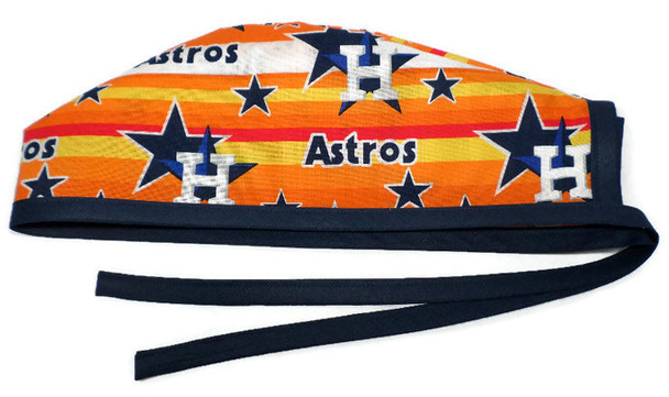 Men's Houston Astros Stars Unlined Surgical Scrub Hat, Optional Sweatband, Handmade