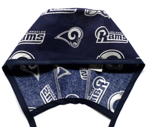 Men's Los Angeles LA Rams Navy Unlined Surgical Scrub Hat, Optional Sweatband, Handmade