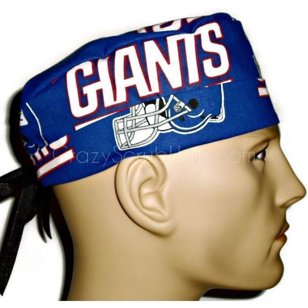 Men's New York Giants Surgical Scrub Hat, Semi-Lined Fold-Up Cuffed (shown) or No Cuff, Handmade