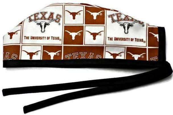 Men's Texas Longhorns Squares  Unlined Surgical Scrub Hat, Optional Sweatband Handmade