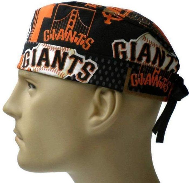 Men's San Francisco Giants Allover Surgical Scrub Hat, Semi-Lined Fold-Up Cuffed (shown) or No Cuff, Handmade