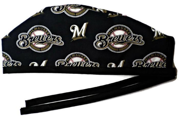 Men's Milwaukee Brewers  Unlined Surgical Scrub Hat, Optional Sweatband, Handmade