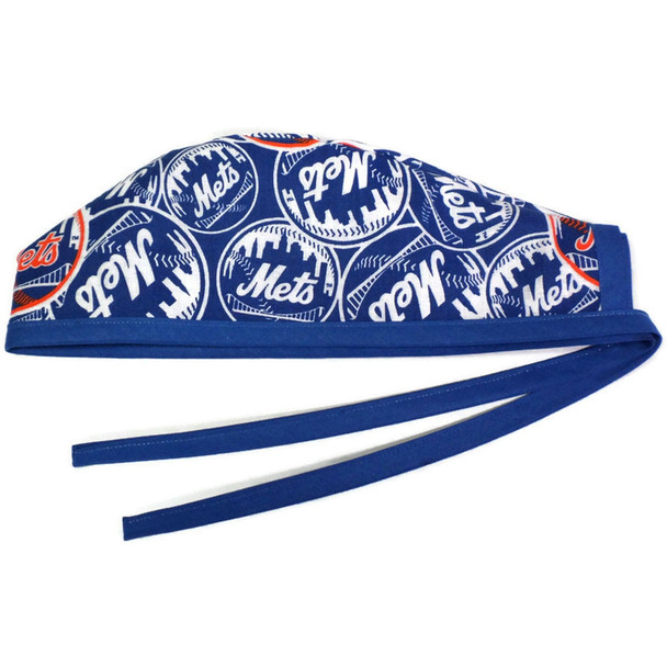 Men's New York Mets Mascot Unlined Surgical Scrub Hat, Optional Sweatband, Handmade