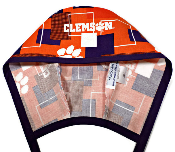 Men's Clemson New Block Unlined Surgical Scrub Hat, Optional Sweatband, Handmade