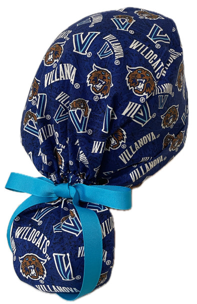 Women's Villanova Ponytail Surgical Scrub Hat, 2 Styles, Adjustable, Handmade, Optional Buttons