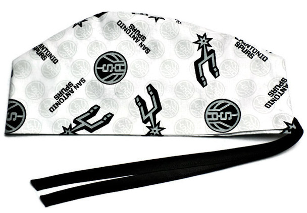 Men's San Antonio Spurs Surgical Scrub Hat, Semi-Lined Fold-Up Cuffed (shown) or No Cuff, Handmade