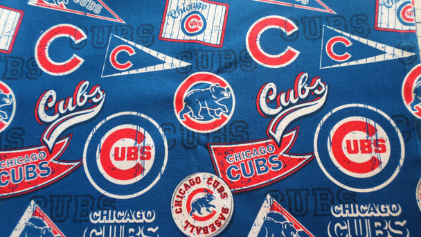 Women's Cubs Vintage Bouffant Surgical Scrub Hat, Adjustable with elastic and cord-lock, Handmade