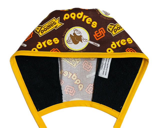 Men's San Diego Padres  Unlined Surgical Scrub Hat, Optional Sweatband, Optional Mask Buttons,Handmade