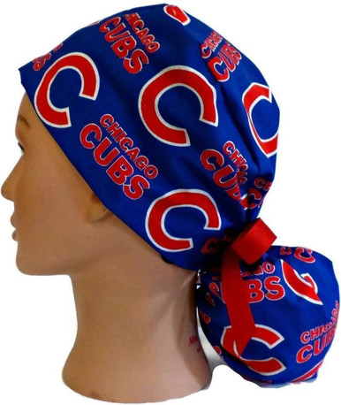 CHICAGO CUBS Blue White Red Scrub Hat Surgery Surgical Skull 