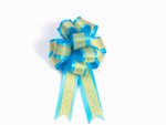 Blue and gold Christmas bow