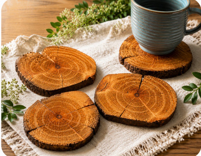 Real wood coasters set of 4
