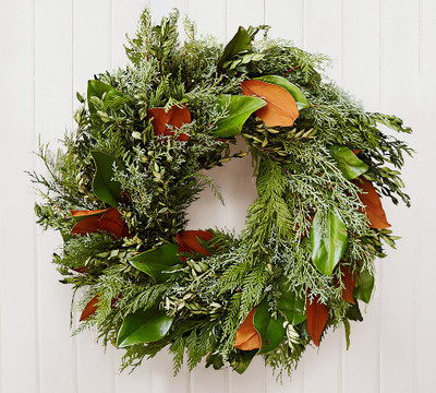 Fresh bunches wreath for front door