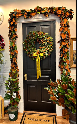 Magnolia garland and matching door wreath