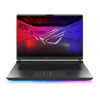 Shot of the Strix G16 with the with the lid open, with the ROG Fearless Eye logo on screen