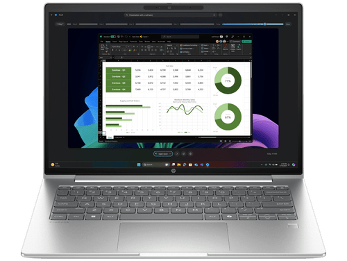 Front view of HP ProBook 4 G1i 14-inch AI laptop with WUXGA IPS display and ultra-thin bezels