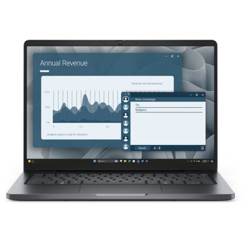 Front view of the Dell Pro 14, with the keyboard visible Front view of the Dell Pro 14, with the keyboard visible