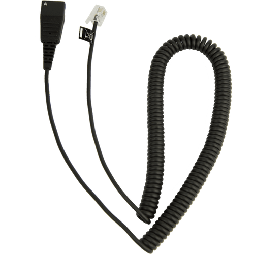 JABRA QD TO RJ9 COILED CORD FOR CISCO PHONE, 2M (8800-01-37)