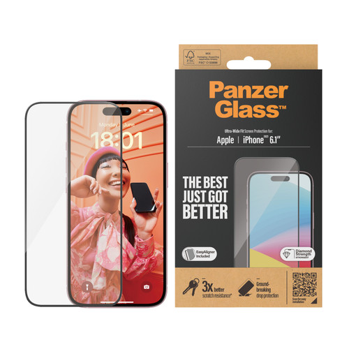 Image for PanzerGlass Apple iPhone 15 (6.1') Screen Protector Ultra-Wide Fit - Clear (2809) Madnics Online Computer Store