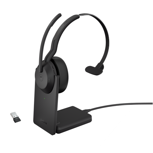 JABRA WIRELESS EVOLVE2 55 MS MONO BLUETOOTH ANC HEADSET W/CHARGING STAND, LINK380A, USB-A-25599-899-989