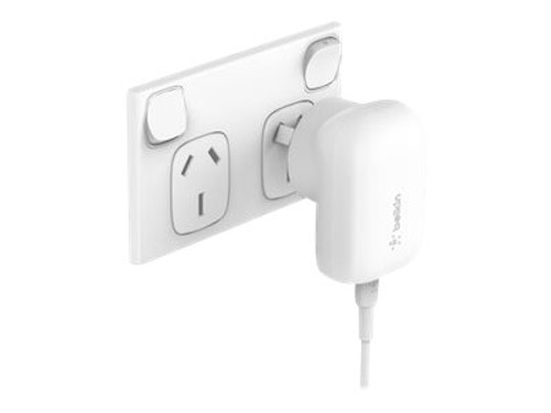 BELKIN 1 PORT BOOSTCHARGE 30W,USB-C PD, WALLCHARGER, INC USB-C TO LHTNING CABLE, WHITE - WCA005AU1MWH-B5