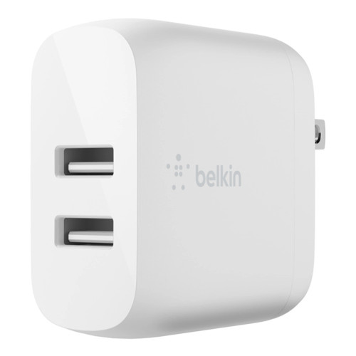 BELKIN 2 PORT WALL CHARGER, 12W, USB-A (2), BOOST CHARGE, WHITE, 2YR WTY WITH $2500 CEW - WCB002AUWH