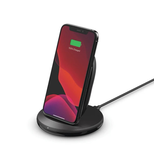 BELKIN QI WIRELESS 15W CHARGING STAND, BLACK, INCLUDE WALL CHARGER WITH CABLE,2YR+CEW - WIB002AUBK