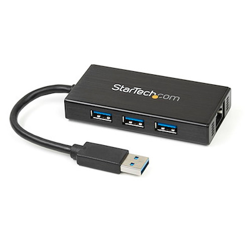 STARTECH 3 PORT USB 3.0 HUB, W/ GBE, PORTABLE 2YR - ST3300GU3B