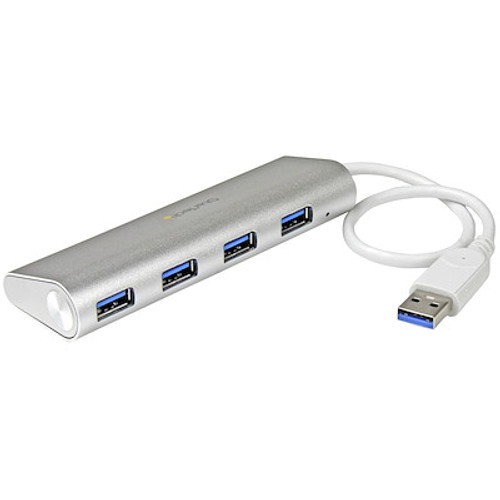 STARTECH 4 PORT PORTABLE USB 3.0 HUB W/ BUILT-IN CABLE - TRAVEL USB HUB 2YR - ST43004UA