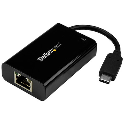 STARTECH USB-C TO GbE ADAPTER, TB3 COMPATIBLE, USB-C PD, BLACK, 2YR - US1GC30PD