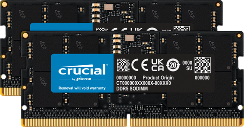 CRUCIAL 32GB (16GBx2 KIT) DDR5 NOTEBOOK MEMORY, PC5-38400, 4800MHz, UNRANKED, LIFE WTY - CT2K16G48C40S5