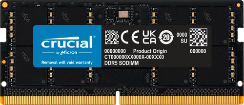 CRUCIAL 32GB DDR5 NOTEBOOK MEMORY, PC5-44800, 5600MHz, UNRANKED, LIFE WTY - CT32G56C46S5