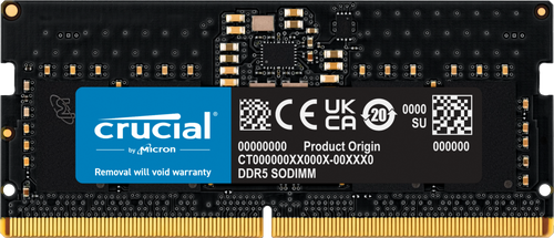 CRUCIAL 8GB DDR5 NOTEBOOK MEMORY, PC5-44800, 5600MHz, UNRANKED, LIFE WTY - CT8G56C46S5