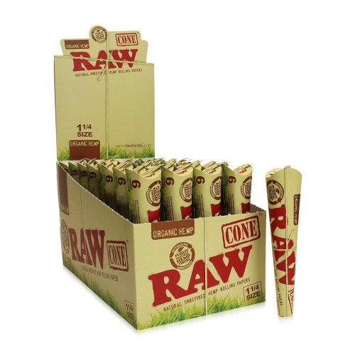 RAW - Organic Hemp Pre-Rolled Cone 1¼ (6ct) - (32 Pack)