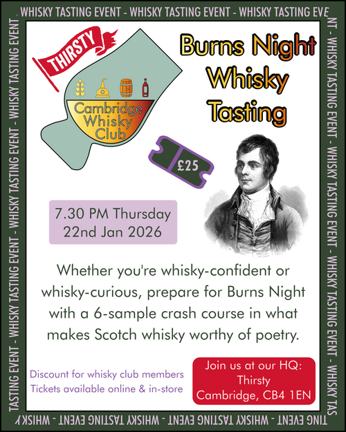 Event: Burns Night Whisky Tasting Thu 22nd Jan 730pm