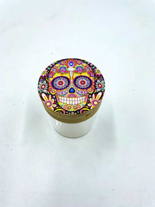 2 in 1 Glass Jar with Grinder - Sugar Skull Designs