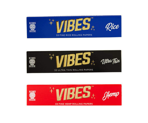 Vibes King Size Slim Rolling Papers w/ Tips - 33pk