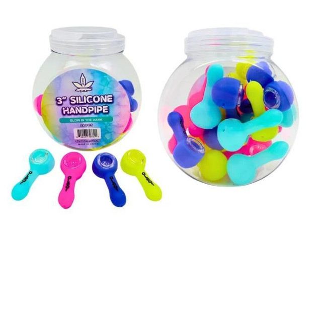 aLeaf Silicone Hand Pipe Glow In The Dark - 3"