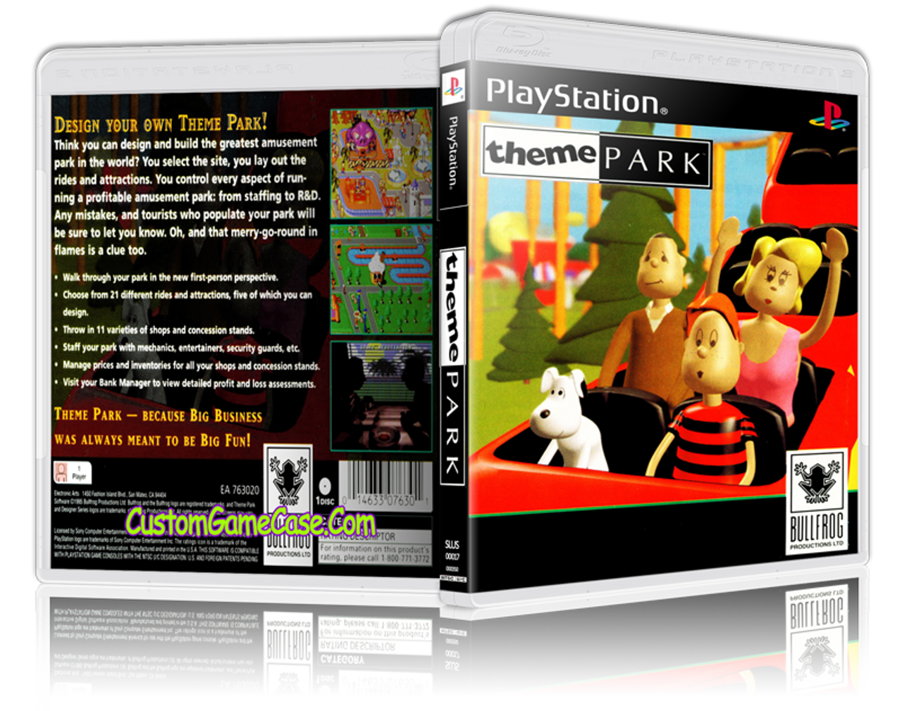 Theme Park - Sony PlayStation 1 PS1 - Empty Custom Case - Custom Game Case