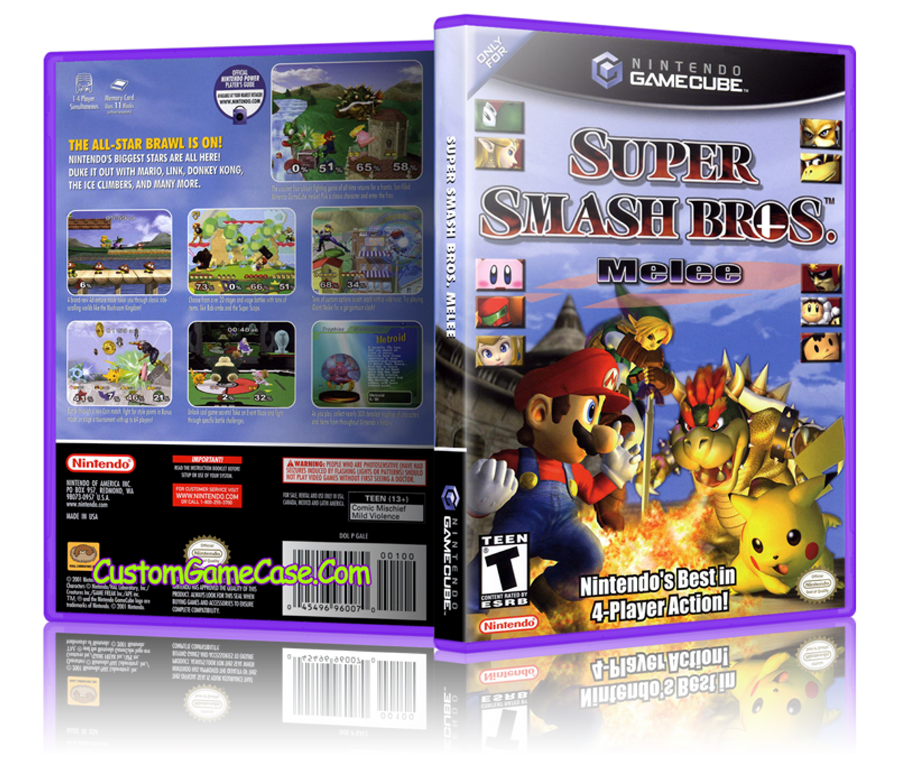 Super Smash Bros Melee Nintendo GameCube GC Empty Custom Replacement Game Box Case Custom