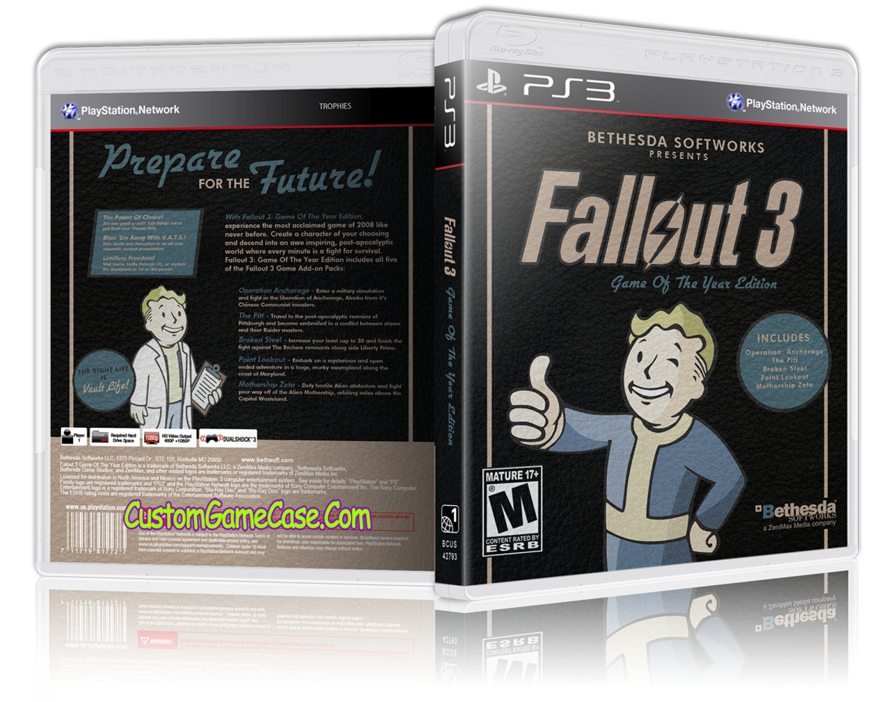Fallout 3 Game Of The Year Edition Sony Playstation 3 Ps3 Empty Custom Replacement Case Custom Game Case