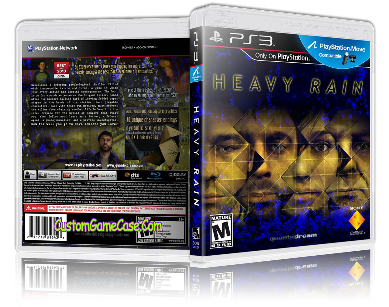 Heavy Rain (V2) - Sony PlayStation 3 PS3 - Empty Custom Replacement Case -  Custom Game Case