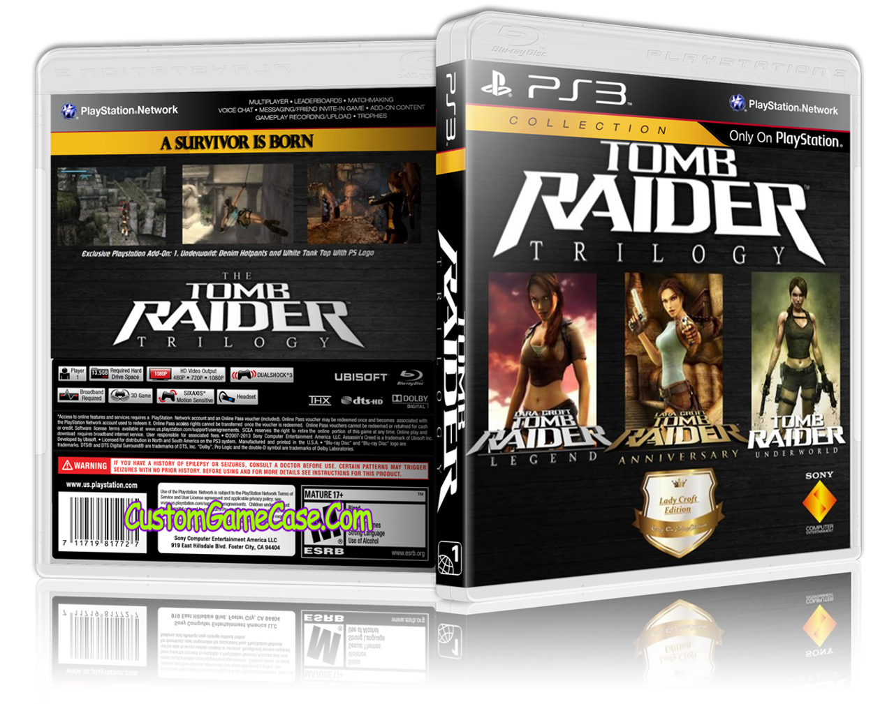 Tomb Raider Trilogy - Sony PlayStation 3 PS3 - Empty Custom Replacement  Case - Custom Game Case