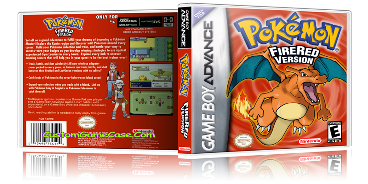 Pokemon Fire Red Version Gameboy Advance Gba Empty Custom Replacement Case Custom Game Case