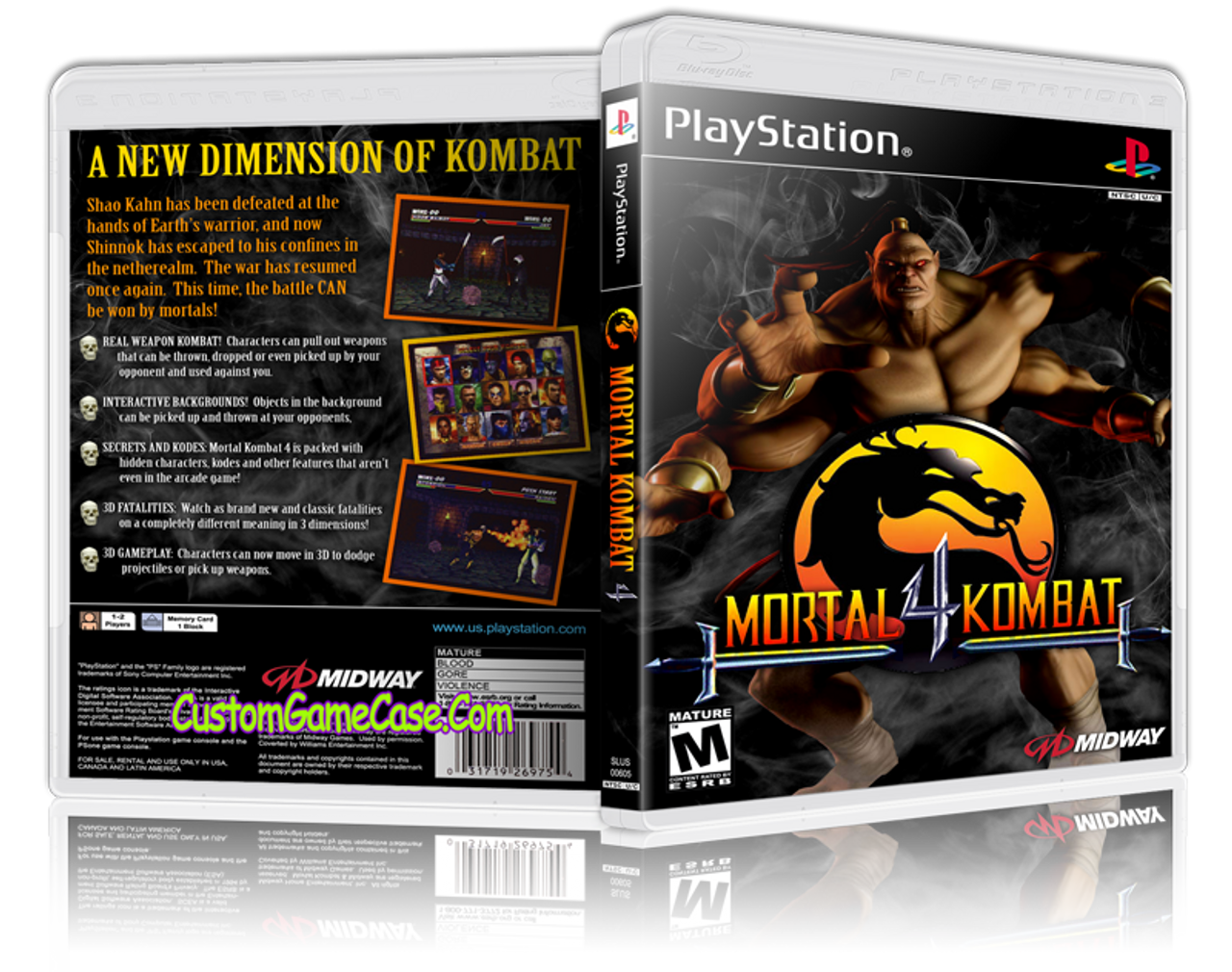 Mortal Kombat 4 - Sony PlayStation 1 PSX PS1 - Empty Custom Case