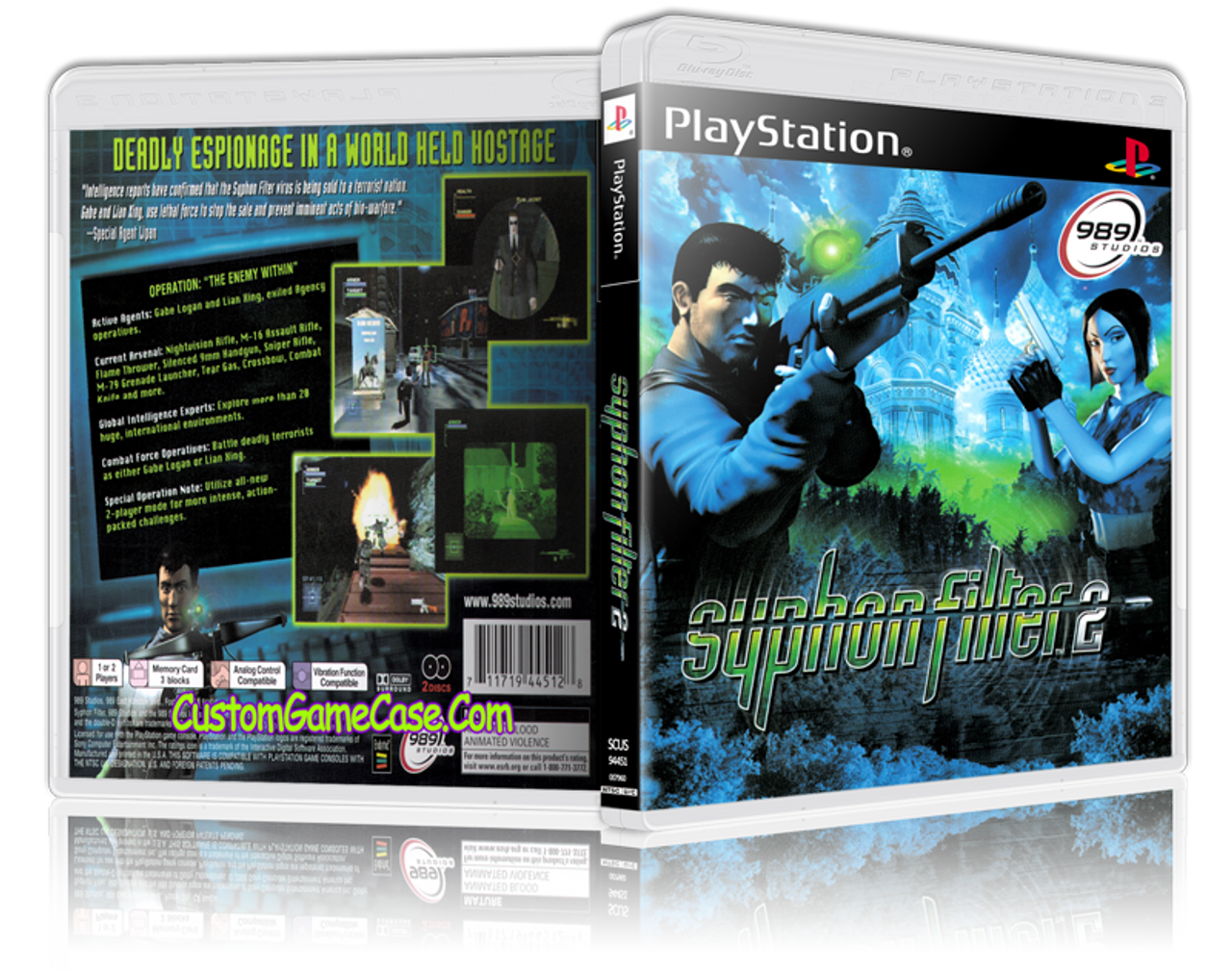 Syphon Filter 2 - Sony PlayStation 1 PSX PS1 - Empty Custom Case