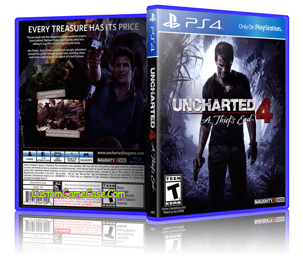 Uncharted 4 A Thief's End - Sony PlayStation 4 PS4 - Empty Custom  Replacement Case - Custom Game Case