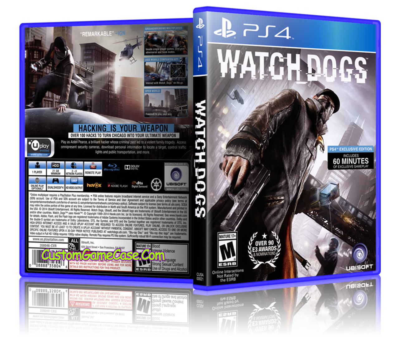 Watch Dogs PlayStation 4 PS4 - Empty Custom Case - Custom Game Case