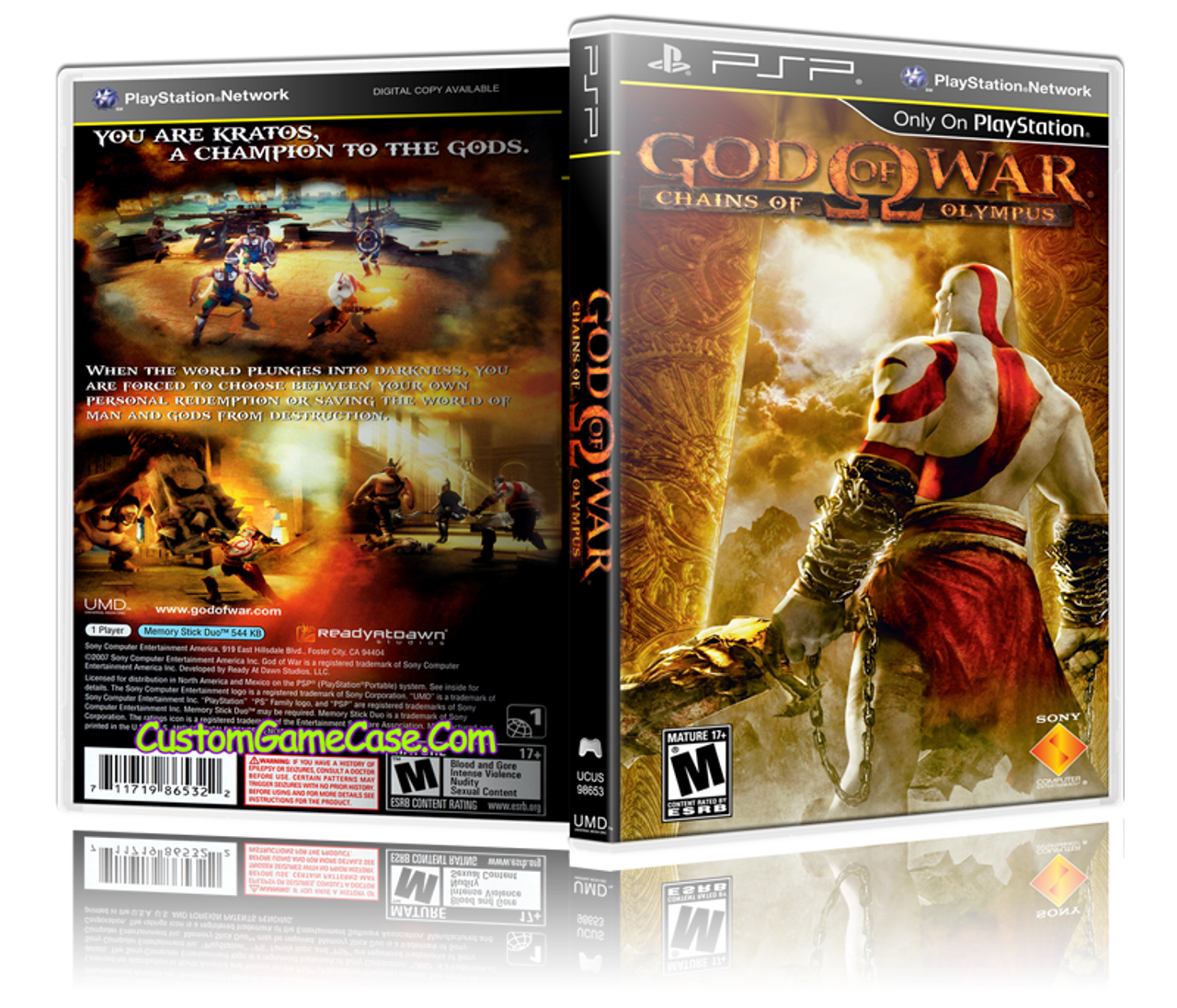 God Of War Chains Of The Olympus Sony Playstation Portable Psp Empty Custom Replacement Case Custom Game Case