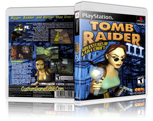 Tomb Raider 3 - Sony PlayStation 1 PSX PS1 - Empty Custom Case